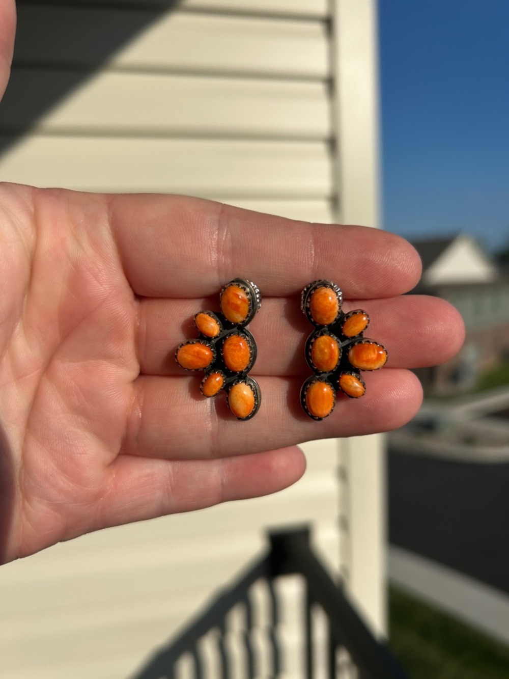 Spiny Oyster Half Cluster Earrings